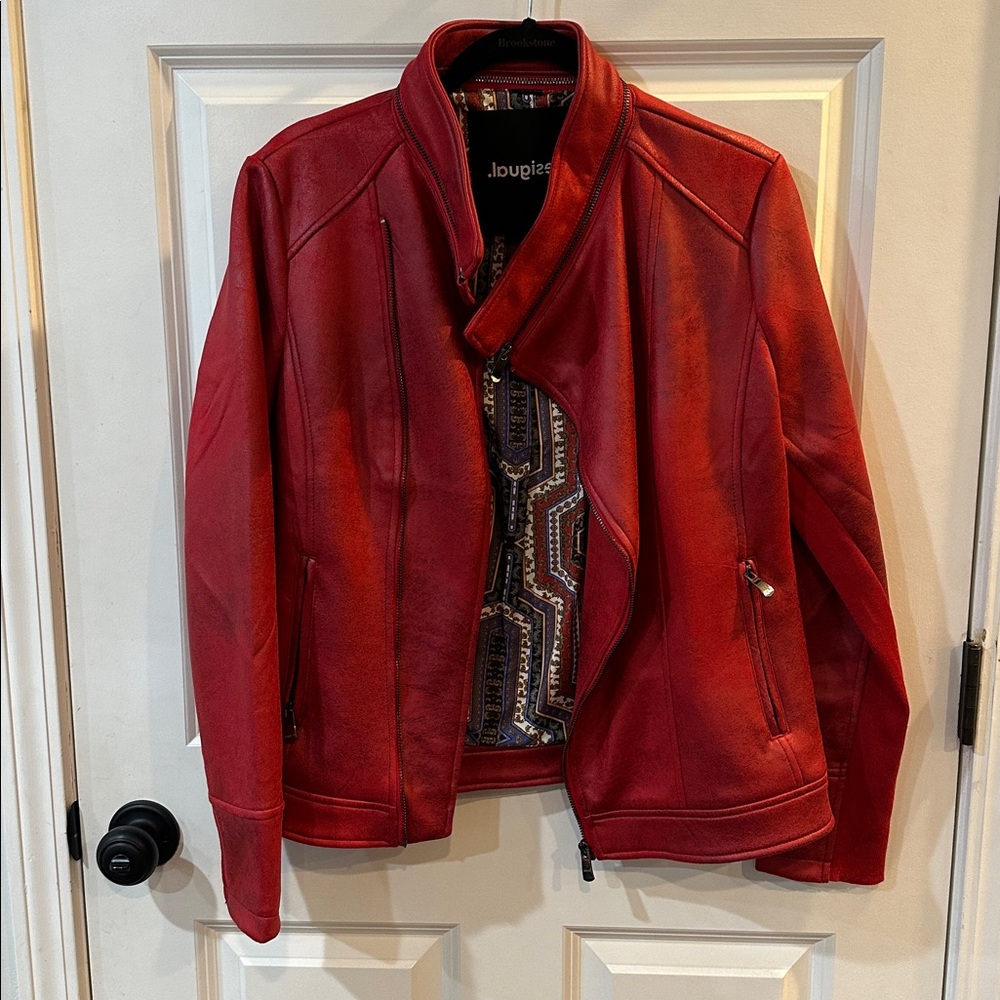 Desigual Red Leather Jacket - Picture 2 of 8